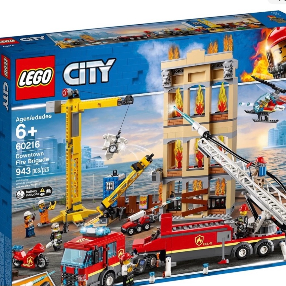 Lego Red and Blue Building Blocks Set for Creative Play fire truck Lego retired